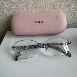 TOUS Semi Rimless Rectangular Eyeglasses Bear Logo Designer Frame Y2K